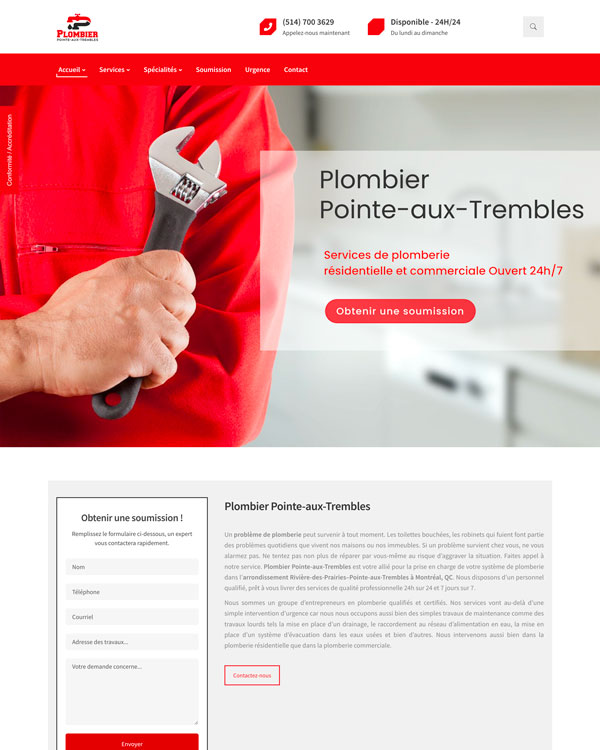 Plombier Pointe aux trembles, Canada
